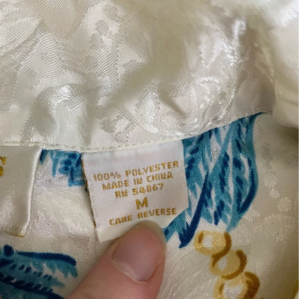 Vintage Victoria's Secret Gold Label Womens Silky Nightshirt Medium Floral Cream